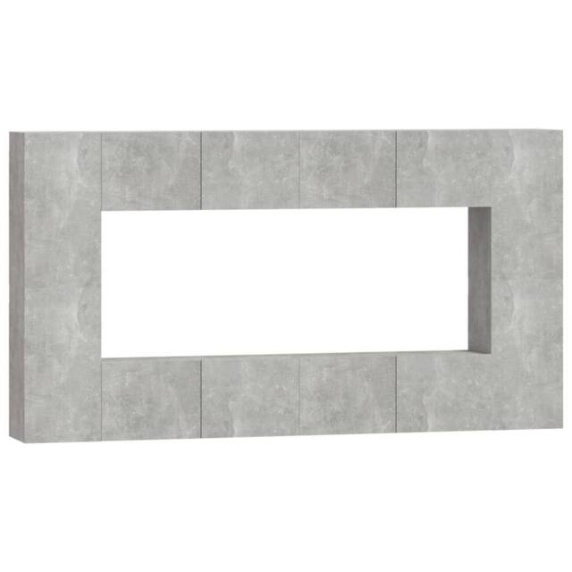 Berkfield Home 8 Piece TV Cabinet Set Concrete Grey Engineered Wood - image 1