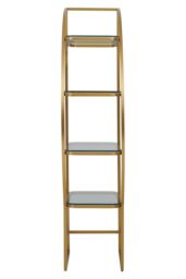 Orsina Left Half Moon Shelf Unit, Modern Retro Gold Shelf Unit, Four Sleek Glass Shelves, Art Deco Gold Shelves - thumbnail 3