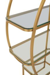 Orsina Left Half Moon Shelf Unit, Modern Retro Gold Shelf Unit, Four Sleek Glass Shelves, Art Deco Gold Shelves - thumbnail 4