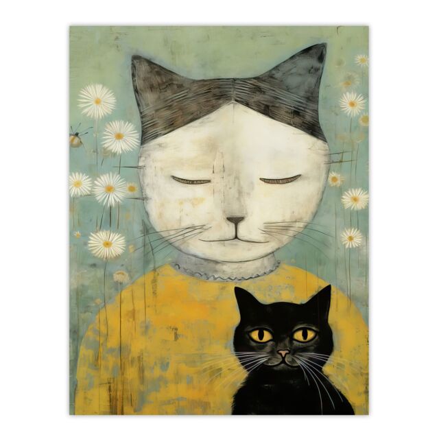 "Artery8 Self Portrait When Cats Resemble Their Owners By Gillian Keenan Extra Large XL Unframed Wall Art Poster Print - Size: W24"" x H32""" - image 1