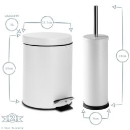 Harbour Housewares 3L Round Bathroom Bin & Brush Set - Slim Stainless Steel Bathroom Set in Pink - thumbnail 4