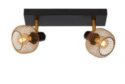 Lucide 'MAREN' Dimmable Rotatable Stylish Retro Twin Ceiling Spotlight 2xE14 in Gold