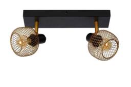Lucide 'MAREN' Dimmable Rotatable Stylish Retro Twin Ceiling Spotlight 2xE14 in Gold - thumbnail 2
