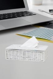 Arpan Eco-Friendly White Paper Rope Rectangular Tissue Holder Box - for Hotel & Guest Houses, Office Home, Bathroom - thumbnail 5