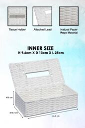 Arpan Eco-Friendly White Paper Rope Rectangular Tissue Holder Box - for Hotel & Guest Houses, Office Home, Bathroom - thumbnail 2