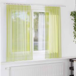 Berkfield Home Voile Curtains with Rod Pockets 2 pcs Apple Green - thumbnail 2