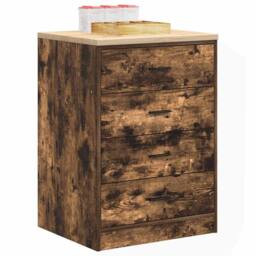 Berkfield Home Durable Garage Storage Cabinet Smoked Oak 60x51x85 cm Solid Wood Pine in Brown - Size: 60 x 51 x 85 cm - thumbnail 4
