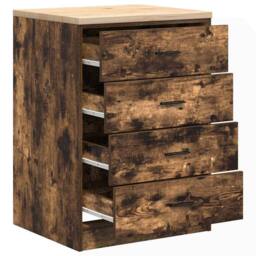 Berkfield Home Durable Garage Storage Cabinet Smoked Oak 60x51x85 cm Solid Wood Pine in Brown - Size: 60 x 51 x 85 cm - thumbnail 5