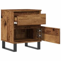 Berkfield Home Modern Bedside Cabinets 2 pcs Old Wood 40x35x50 cm Engineered Wood in Brown - Size: 40 x 35 x 50 cm - thumbnail 5