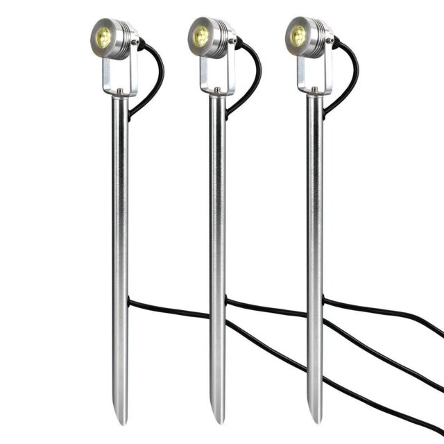 Netlighting Spennymoor Starter kit including 3 x 12V Spotlights 3 x Poles 6m cable & 12V Transformer IP54 in Grey - image 1