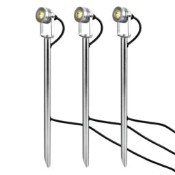 Netlighting Spennymoor Starter kit including 3 x 12V Spotlights 3 x Poles 6m cable & 12V Transformer IP54 in Grey - thumbnail 1