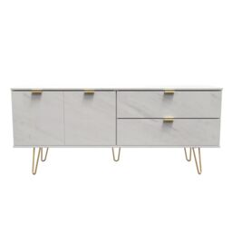 Ready Assembled 2 U Fuji 2 Drawer 2 Door Wide Sideboard (Ready Assembled) in Off-White - thumbnail 1