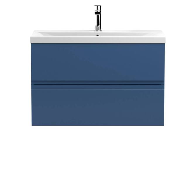 Balterley Mavesyn 2 Drawer Wall Hung Vanity Basin Unit, Dark Blue, 800mm in Blue - image 1