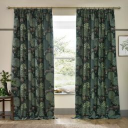 Morris & Co Brook Woodland Jacquard Room Darkening Pencil Pleat Curtains in Green - Size: 229 cm width x 229 cm drop - thumbnail 7