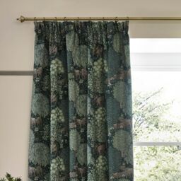 Morris & Co Brook Woodland Jacquard Room Darkening Pencil Pleat Curtains in Green - Size: 229 cm width x 229 cm drop - thumbnail 3