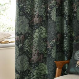 Morris & Co Brook Woodland Jacquard Room Darkening Pencil Pleat Curtains in Green - Size: 229 cm width x 229 cm drop - thumbnail 5