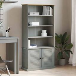 Berkfield Home Bookcase VIGO Grey 85x35x170 cm Solid Wood Pine - Size: 85 x 35 x 170 cm - thumbnail 2