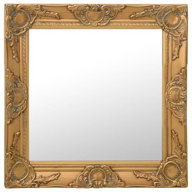 Berkfield Home Wall Mirror Baroque Style 50x50 cm Gold - image 1