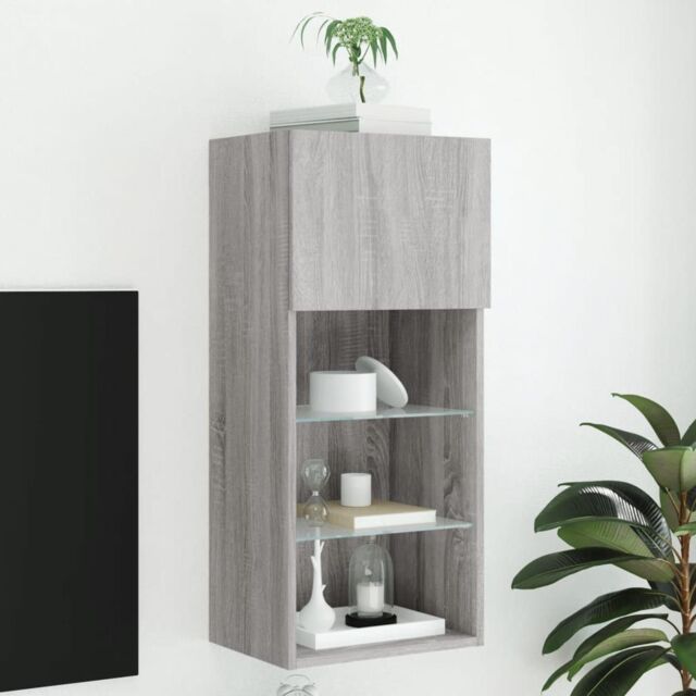 Berkfield Home TV Cabinet with LED Lights Grey Sonoma 40.5x30x90 cm - image 1