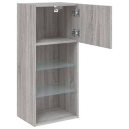 Berkfield Home TV Cabinet with LED Lights Grey Sonoma 40.5x30x90 cm - thumbnail 8
