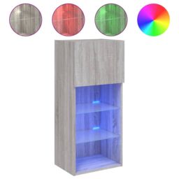 Berkfield Home TV Cabinet with LED Lights Grey Sonoma 40.5x30x90 cm - thumbnail 2
