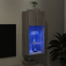 Berkfield Home TV Cabinet with LED Lights Grey Sonoma 40.5x30x90 cm - thumbnail 5