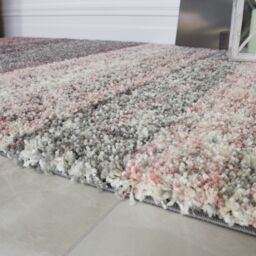 Kukoon Pink Stripe Distressed Shaggy Living Area Rug - Size: 60 cm x 240 cm - thumbnail 3