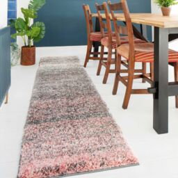 Kukoon Pink Stripe Distressed Shaggy Living Area Rug - Size: 60 cm x 240 cm - thumbnail 5