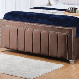 UK Bed Furniture Fiona Slatted Base Upholstered Bed with 48 Inch Headboard in Brown - Size: Small Double - thumbnail 3