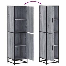 Berkfield Home Highboard Grey Sonoma 35.5x35x139 cm Engineered Wood & Metal - thumbnail 8