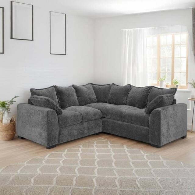 Furnishings For Less UK Colby Grey 5 Seater L Shaped Corner Sofa Fabric - image 1