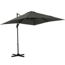 OUTSUNNY Square Cantilever Roma Parasol 360° Rotation w/ Hand Crank in Grey - thumbnail 2