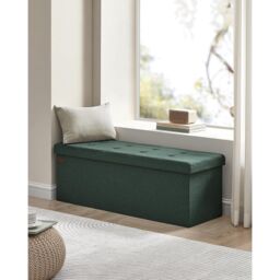 SONGMICS Large Storage Ottoman Bench Folding Foot Rest End Bed Easy Assembly in Bottle Green - thumbnail 2