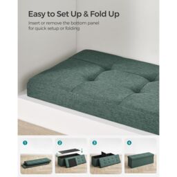 SONGMICS Large Storage Ottoman Bench Folding Foot Rest End Bed Easy Assembly in Bottle Green - thumbnail 5