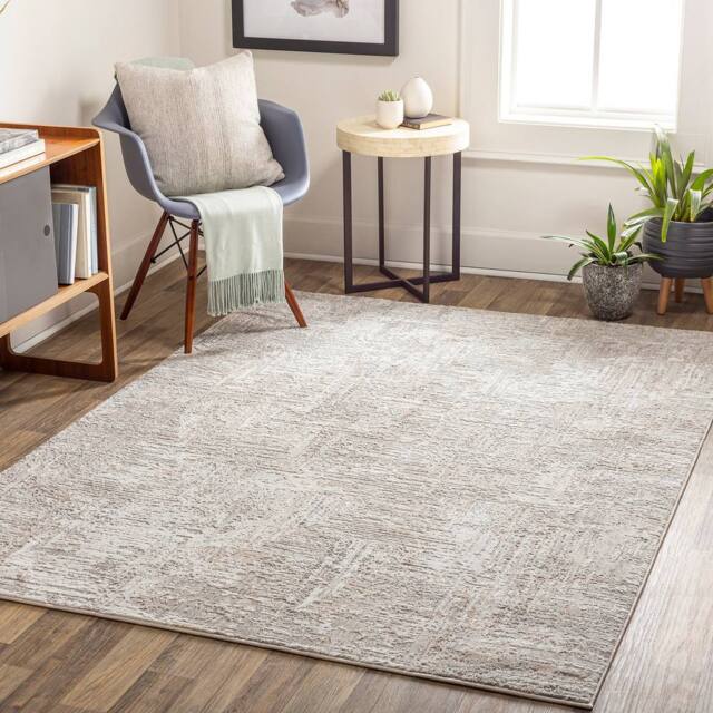 Livabliss Allegro-Abstract Beige Grey Modern Marble Living Dining Bedroom Rug - Size: 200 cm x 275 cm - image 1