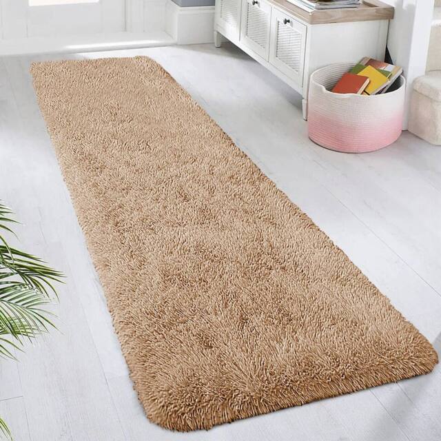 VOGREX 60 x 220 cm Beige Non Slip Long Hallway Runner Rug - Size: 60 cm x 220 cm - image 1