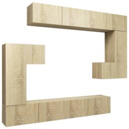 Berkfield Home 8 Piece TV Cabinet Set Sonoma Oak Engineered Wood in Light Tan - thumbnail 1