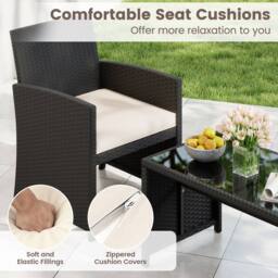 Costway 4PCS Patio Rattan Conversation Set Wicker Loveseat Armchairs w/Cushion - thumbnail 7