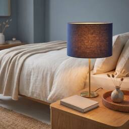 Happy Homewares Designer Navy Peony Blue Textured Linen Fabric Circular Lamp Shade - Size: 12 inches - thumbnail 6