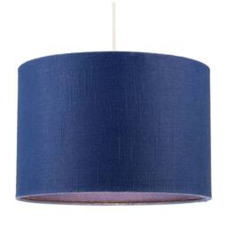 Happy Homewares Designer Navy Peony Blue Textured Linen Fabric Circular Lamp Shade - Size: 12 inches - thumbnail 2