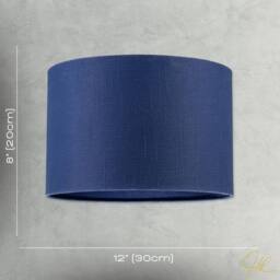 Happy Homewares Designer Navy Peony Blue Textured Linen Fabric Circular Lamp Shade - Size: 12 inches - thumbnail 7