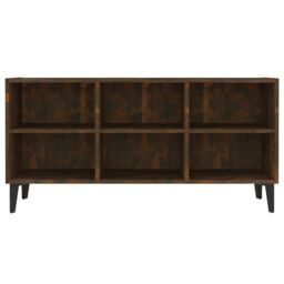 Berkfield Home TV Cabinet with Metal Legs Smoked Oak 103.5x30x50 cm in Brown - thumbnail 4