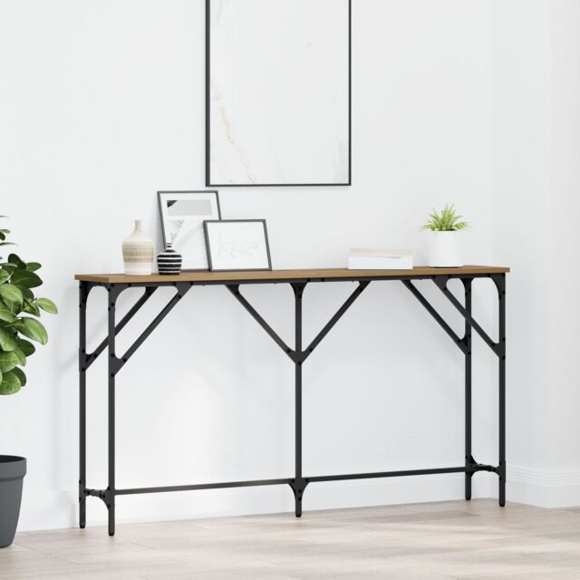 Berkfield Home Console Table Artisan Oak 140x23x75 cm Engineered Wood in Brown - Size: 140 x 23 x 75 cm - image 1