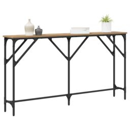 Berkfield Home Console Table Artisan Oak 140x23x75 cm Engineered Wood in Brown - Size: 140 x 23 x 75 cm - thumbnail 3
