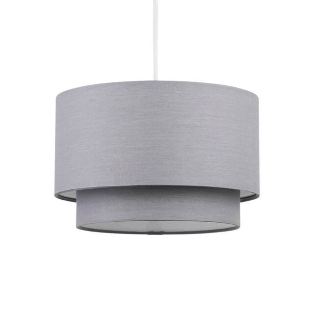 EONLION Modern Ceiling Light Shade Pendant Easy Fit 2 Tier Fabric Lamp Shade in Grey - image 1