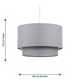 EONLION Modern Ceiling Light Shade Pendant Easy Fit 2 Tier Fabric Lamp Shade in Grey - thumbnail 2