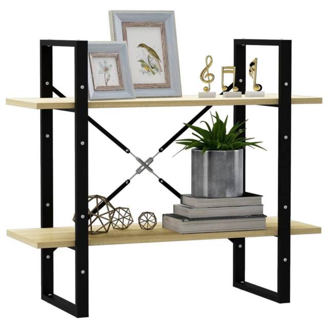 Berkfield Home Decorative 2-Tier Book Cabinet Sonoma Oak 80x30x70 cm Engineered Wood in Brown - Size: 80 x 30 x 70 cm - image 1