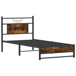 Berkfield Home Decorative Bed Frame without Mattress Smoked Oak 90x200 cm Engine in Brown - thumbnail 5