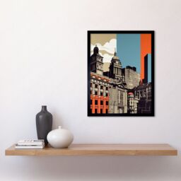 "Artery8 Wall Art Print Leeds Modern Colour Block Cityscape Art Framed in Black - Size: W12"" x H16""" - thumbnail 2