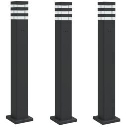 Berkfield Home Outdoor Floor Lamps with Outlet 3pcs Black 80 cm Aluminium - thumbnail 2